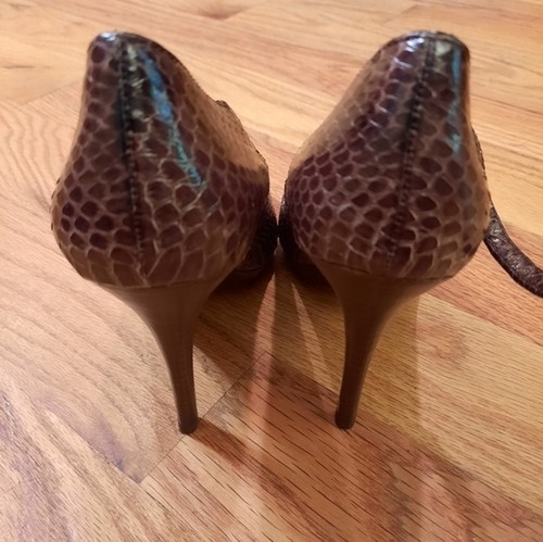 Lauren Ralph Lauren Brown Snakeskin Print - Strappy Heels! Size 6 - Picture 7 of 8