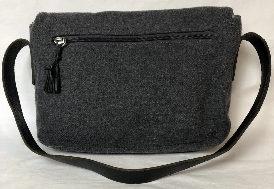 Bolso de Hombro AEO para Mujer Gris 80% Lana Negro Cuero Genuino Mango Informal Foto 2 de 4