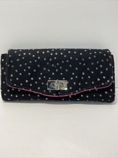 Handmade Women's Fabric Wallet, Black with Silver Shiney Dots