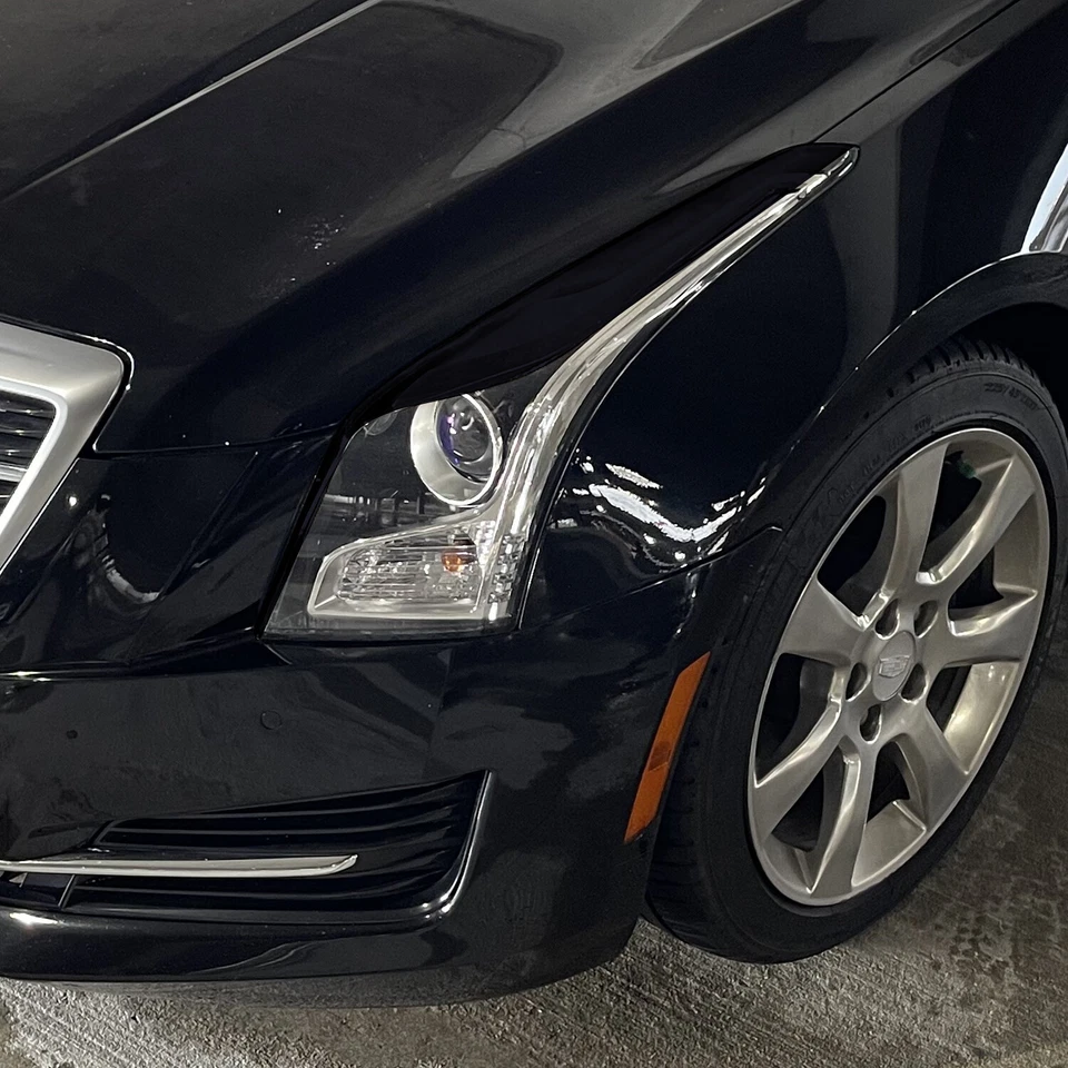 ГЛЯНЦЕВЫЕ ЧЕРНЫЕ предварительно нарезанные виниловые накладки на веки фар для Cadillac ATS 13–19 годов выпуска - Изображение 4 из 4