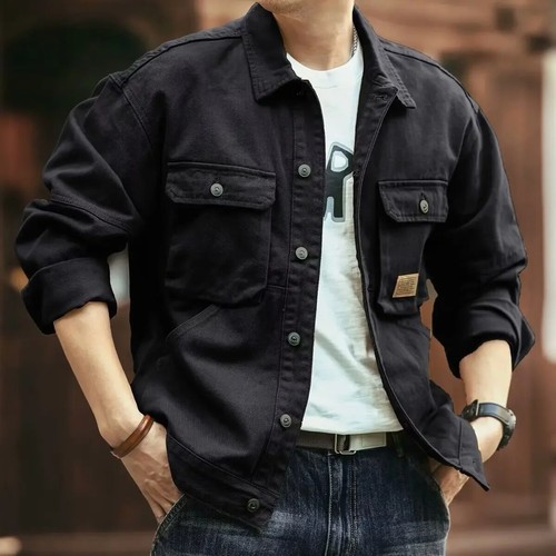 Trendy High-end Denim Jacket Long Sleeve Workwear Thick Winter Jacket - Picture 20 of 28