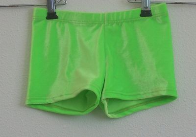 MotionWear Leotard Shorts 6x-7 Lime Neon Green Velvet Child Small CS
