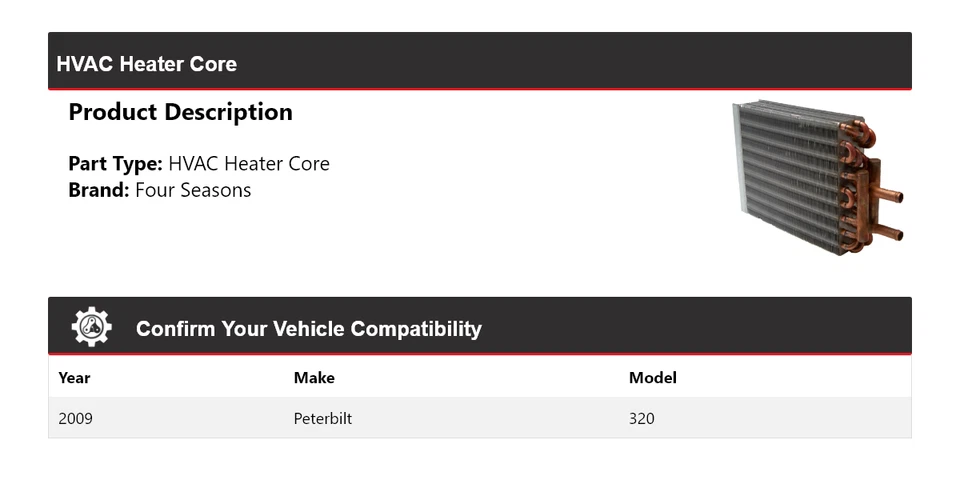Para Peterbilt 320 2009 HVAC núcleo calentador 4 estaciones Foto 2 de 3