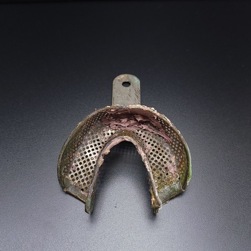 Antique COE Perforated Full Arch Dental Metal Aliginate Impression Tray Dentist