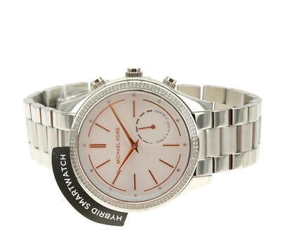 Michael Kors Women's Silver Hybrid Access Smart Bracelet Watch F1409
