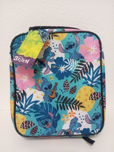 Lilo & Stitch Disney Hawaiian Print Lunch Cooler Bag Tote, Blue Floral Design - Picture 2 of 4