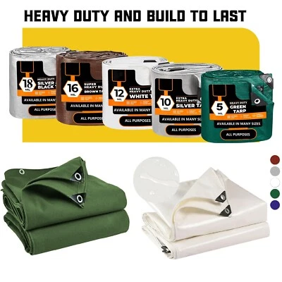 TIMOAU Heavy Duty Poly Tarp 16/18/20 Mil Waterproof Tarpaulin Cover (Over 150 Choices)