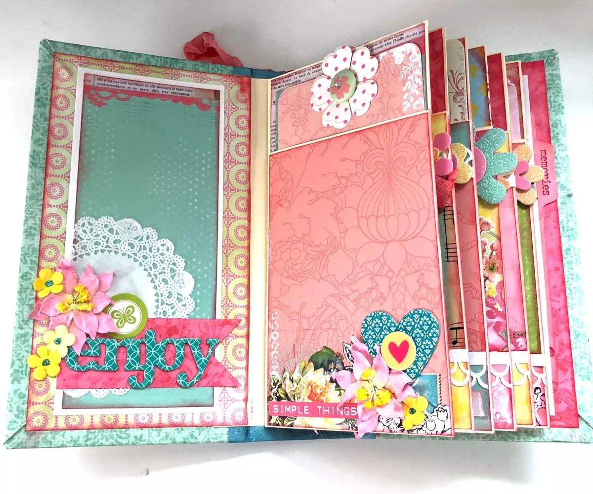 Celebrate Life Pre-made Handmade Mini Scrapbook Album Fully Decorated