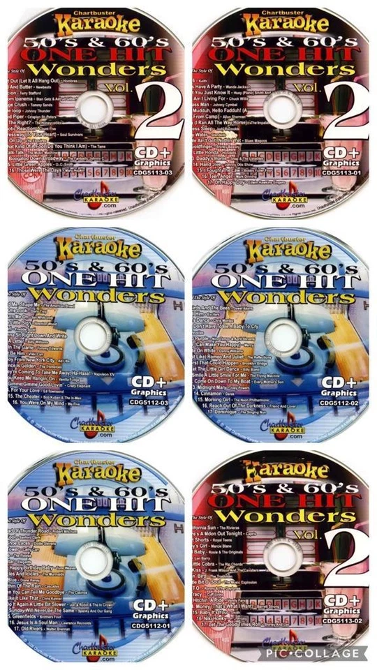 LEGENDS CHARTBUSTER KARAOKE 50’s & 60’s ONE HIT WONDERS 6 CDG DISCS SET SONGS MUSIC rock