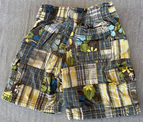 Pantalones cortos de carga Gymboree Boy Global Surf 2008 a rayas a cuadros con retazos 2T 2 años - Imagen 2 de 4