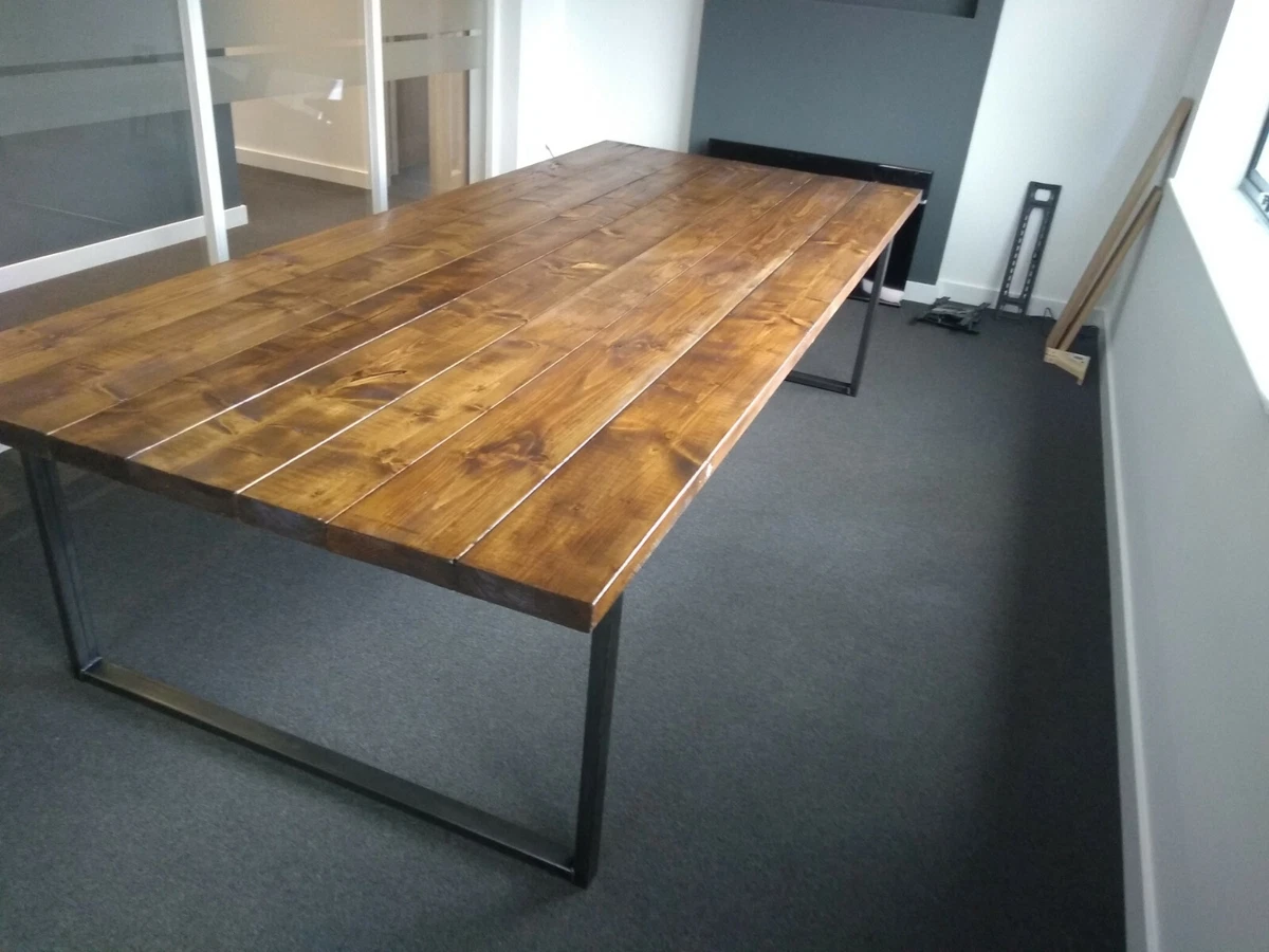 Large Conference table scaffolding boards rustic metal frame eBay
