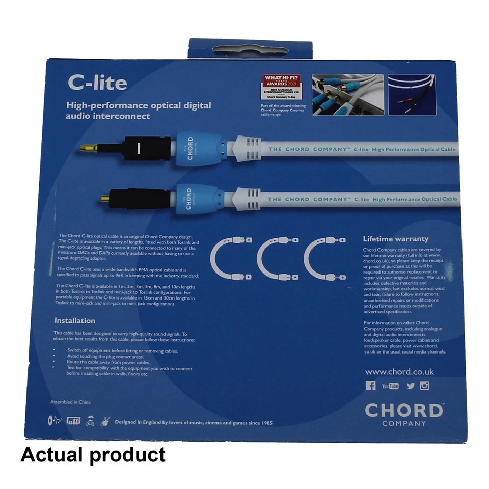 Chord C-lite Optical Cable 300cm 3m - Toslink Mini Jack Digital CD DAC Audio - Image 3 of 4