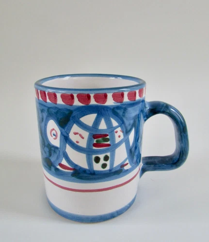 Rare VTG Vietri Solimene Italy Blue Turtle Mug