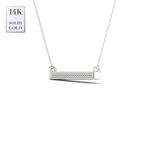 Delicado collar de barra de diamantes de oro macizo real de 14 K minimalista delicado colgante de barra - Imagen 10 de 12