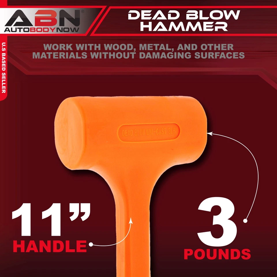 ABN Dead Blow Hammer mazo de 3 lb libras con revestimiento de goma que no estropea Foto 2 de 4