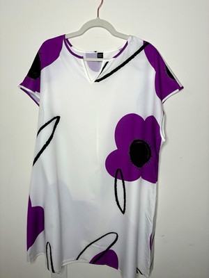 Esmara Comfort Women s 3XL Chic Floral Dress Multi Color, V-Neck Short Knee Poly