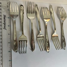 7 salad forks Wm Rogers Mfg Co Extra Plate Silverplate Allure/Teatime  Flatware