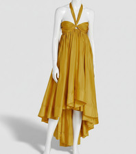 Zimmermann Women Yellow Devi Silk Halter-Neck Sleeveless High-Low Dress Size: 0