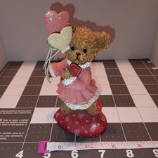 Kuddles Korner Teddy Bear Valentine Figurine Heart Balloons Home Interiors