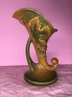 Roseville Pottery BUSHBERRY 153-6 ORANGE brown green Cornucopia Vase 40s vintage