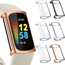 6 Pack for Fitbit Charge 6/5 Screen Protector Case, Ultra-Thin Soft TPU Bumper F