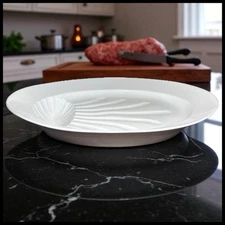 Antique French White Ironstone China Gigot Roasted Lamb Meat Platter, Circa 1900