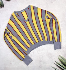 Vintage Chemise Lacoste Sweater V-Neck Wool France Striped Design size 5 / L