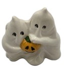 HTF Vintage Two Ghosts Higging With A Pumpkin 3x3 Ceramic Halloween — photo 1