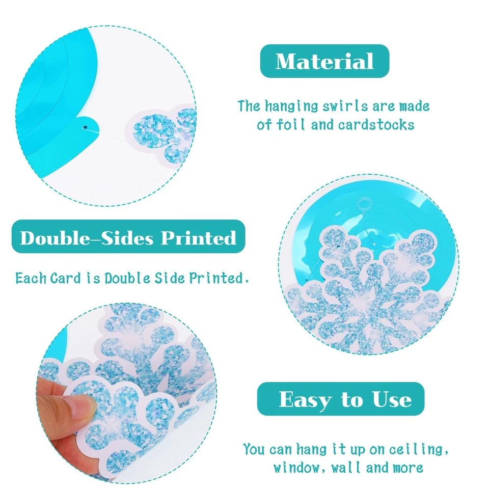 30 Piezas Invierno Copo de Nieve Cumpleaños Baby Shower Colgante Remolino Decoraciones, SIN BRICOLAJE... Foto 3 de 4
