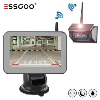 Solar Kabellos Rückfahrkamera 1080P Mit 5 Zoll Farb Monitor Einparkhilfe LKW RV