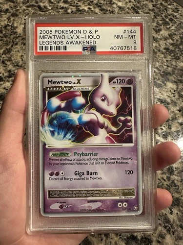 Pokemon Mewtwo LV.X Holo Card 144/146 Legends Awakened PSA 8 NM-MT Lv X