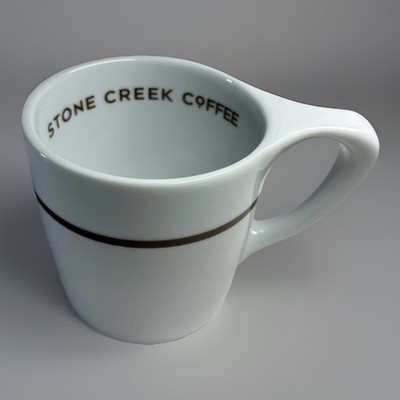 Modern notNeutral Stone Creek Coffee Lino 10oz White Porcelain Coffee Mug