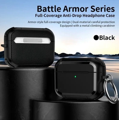 B-SPIN Shockproof Heavy Duty Hard Case Keychain Cover For Apple AirPods 4 Pro 2 3rd Gen
