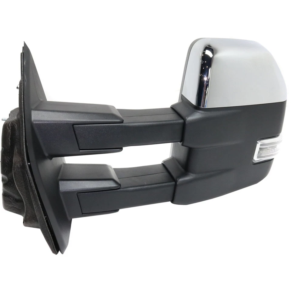 Tow Mirror Set For 2015-2018 Ford F150 Left and Right Power Fold Textured Chrome Foto 2 de 4