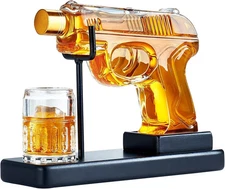 Birthday Gifts for Men Dad, Kollea Gun Whiskey Decanter Sets Brown, Clear