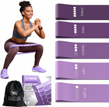 Resistance Bands Set 5 Levels Workout Exercise Bands Home Gym w/ Bag