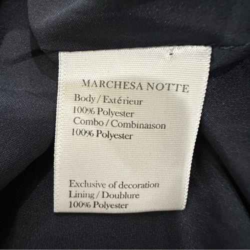 Marchesa Notte Navy Floral Tiered Ruffle Midi Dress Chiffon Long Sleeve Size 4 - Picture 13 of 14