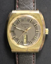 Vintage Running Dufonte Lucien Piccard Automatic Day Date Gold Tone Men's Watch