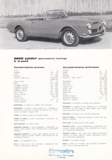 Alfa Romeo 2600 Spider 2+2 Vintage Brochure Brochure Sheet 1964 S
