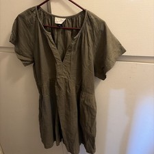 Universal Thread Women’s Olive Green Dress Large W/Short Sleeves Vneck Pockets