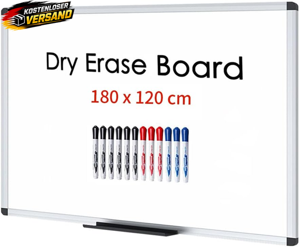 Viz-Pro Whiteboard - Mit Alurahmen, Magnetisch - 180 X 120 Cm Mit 12 Markern-image