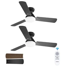 2 Pack Ceiling Fans with Lights, 42 inch Low Profile Ceiling fan with Light a...