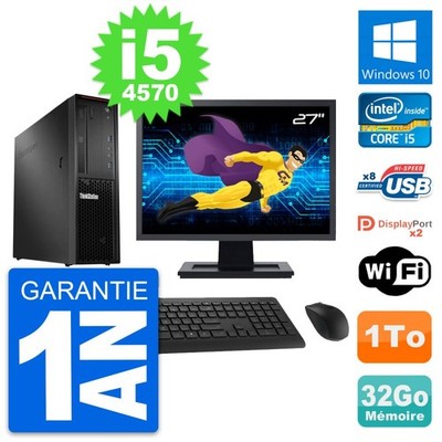 PC LENOVO P300 SFF Bildschirm 27 '' Intel i5-4570 RAM 32Go Scheibe 1To Windows 10