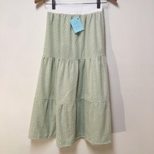 Skirt Flannel Girls L 10/12 Maxi Green Polka Dot Ruffle Tier Mom and Pop's Kids