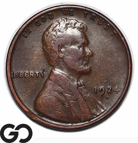 1924-D Lincoln Cent Wheat Penny, Choice VF Tougher Denver Issue
