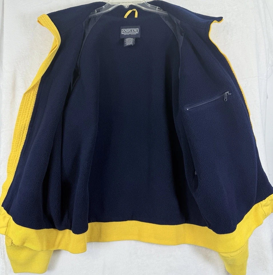 Vintage Lands End Squall Jacket Large Men’s Yellow Blue Made In USA *FlawRead* - Image 2 of 4