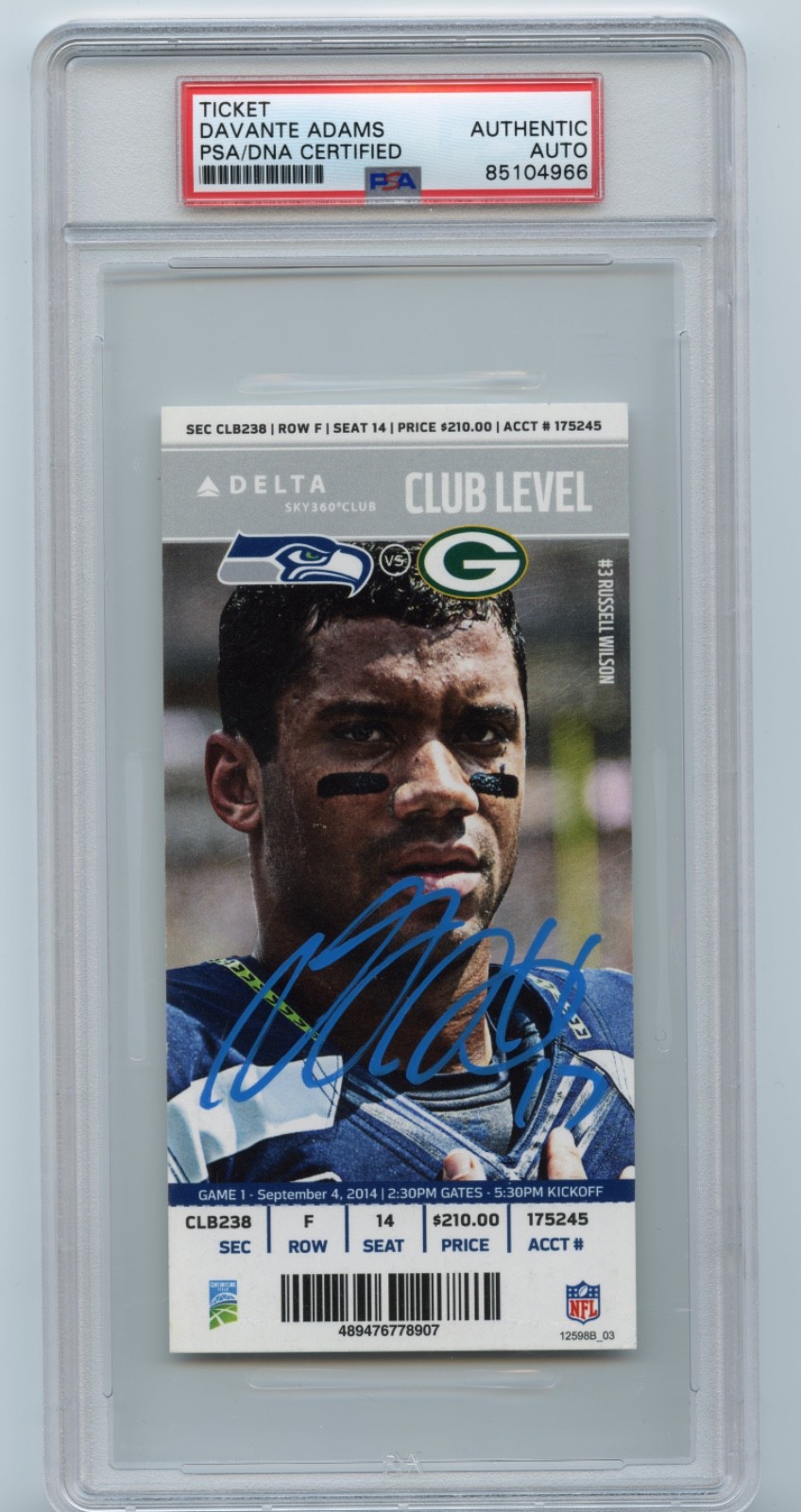 Davante Adams Autographed Signed Green Bay Packers NFL Debut Full Ticket Stub 9/4/14 PSA DNA Packers 