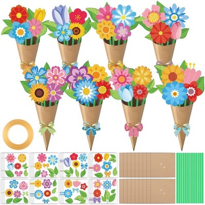 Flower Craft Kit 48 Set Spring Bouquet DIY Paper Crafts Bow Motipuns Mothers