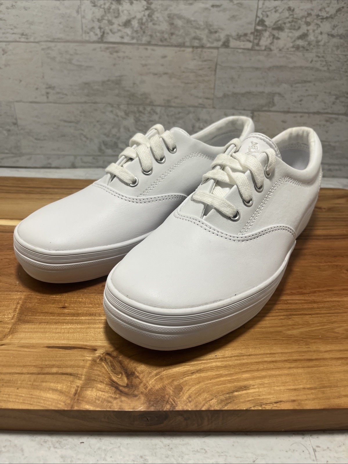 Keds Grasshopper White Leather Champion Shoes Sz 8.5 W Double Decker - NEW