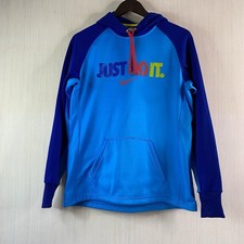 Nike Women s Therma-Fit Just Do It Pullover Hoodie Blue Medium